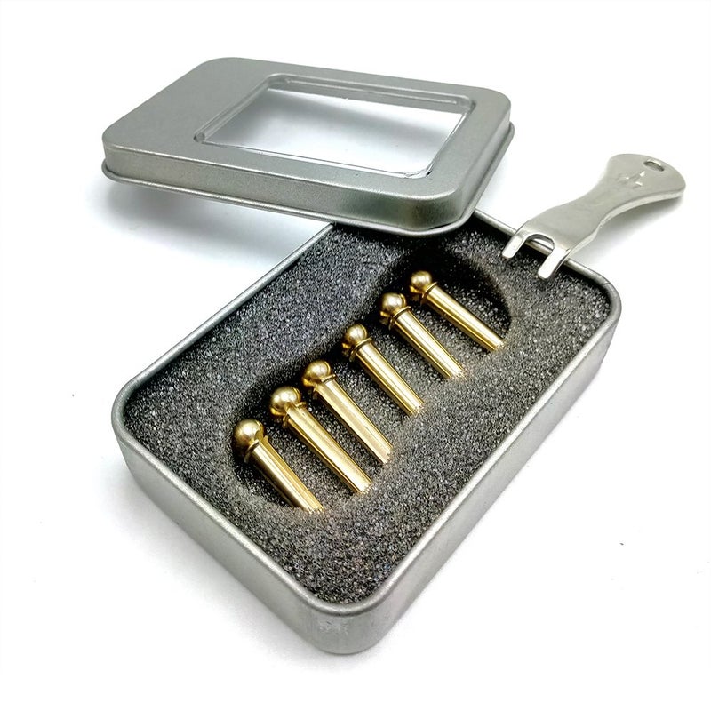 Amadget Guitar Bridge Pins 6pcs Brass Endpin for Guitar With Guitar Bridge Pin Puller - Image 4